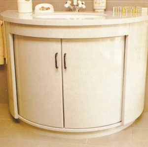 Bathroom storage unit half round