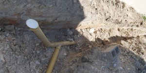 Sewage pipes in a trench